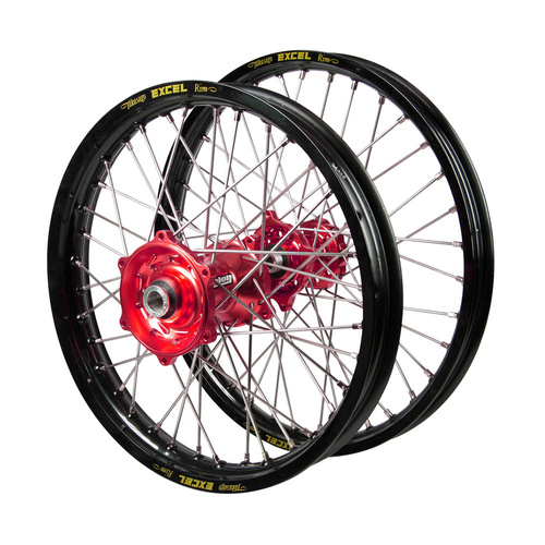 KTM 65 SX 2016-2024 (14*1.60 / 12*1.60 OE) Talon Red Hubs / Excel Junior Black Rims Wheel Set
