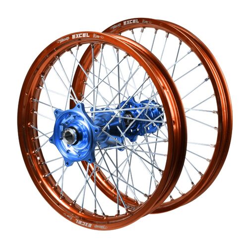 KTM Talon Blue Hubs / Excel Junior Orange Rims Wheel Set 85 SX 2012-2020 (17*1.40 / 14*1.60 OE)