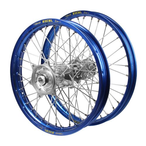 Husqvarna Talon Silver Hubs / Excel Junior Blue Rims Wheel Set