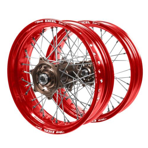 Gas Gas Talon Magnesium Hubs / Excel Red Rims Supermotard Wheel Set EC 250 2021-2023 (17*3.50 / 17*4.25)