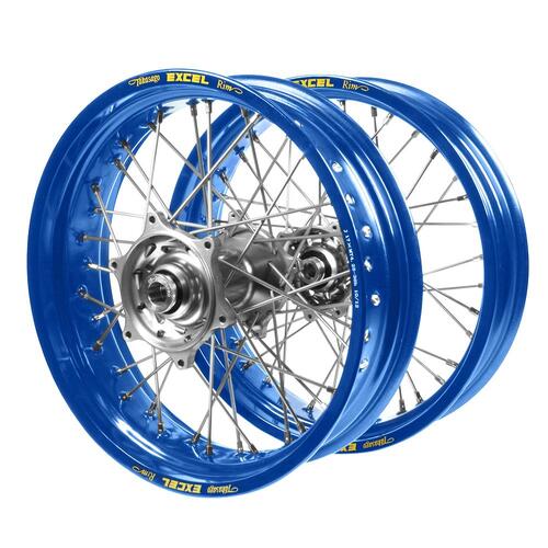 KTM Talon Silver Hubs / Excel Blue Rims Supermotard Wheel Set 300 EXC TPI 2024 (17*3.50 / 17*4.25)