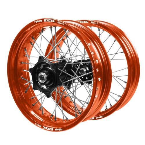 KTM Talon Black Hubs / Excel Orange Rims Supermotard Wheel Set