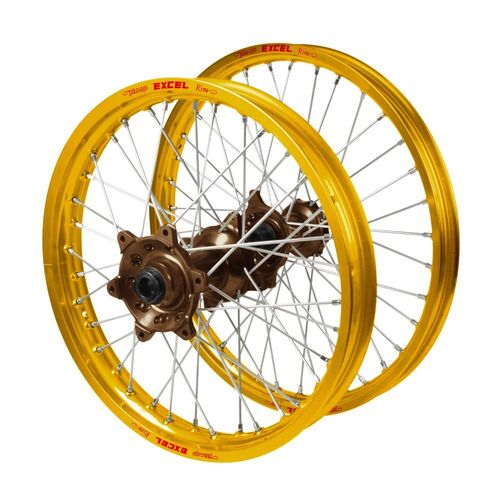 Kawasaki KX 250 X 2022-2026 (21*1.60 / 18*2.15 OE) Talon Magnesium Hubs / Excel Gold Rims Wheel Set