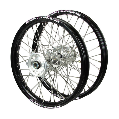 Honda Talon Silver Hubs / SM Pro Platinum Junior Black Rims Wheel Set