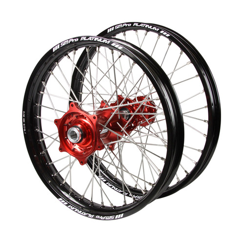 Suzuki Talon / Platinum JNR MX Black Rims / Red Hubs Wheel Set