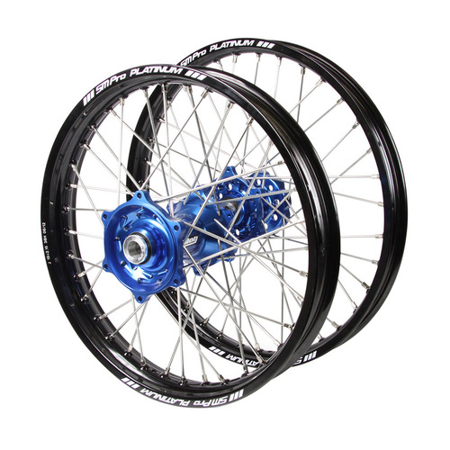 Kawasaki Talon Blue Hubs / SM Pro Platinum Junior Black Rims Wheel Set KX 80 1993-2017 (17*1.4 / 14*1.6)