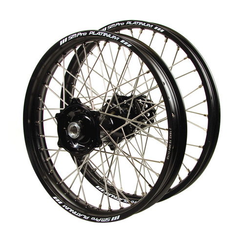 Kawasaki Talon Black Hubs / SM Pro Platinum Junior Black Rims Wheel Set KX 80 1993-2017 (17*1.4 / 14*1.6)