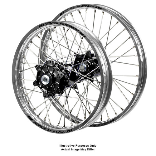 KTM 790-1090-1190-1290 Adventure Silver Platinum Rims / Black Talon Hubs Wheel Set