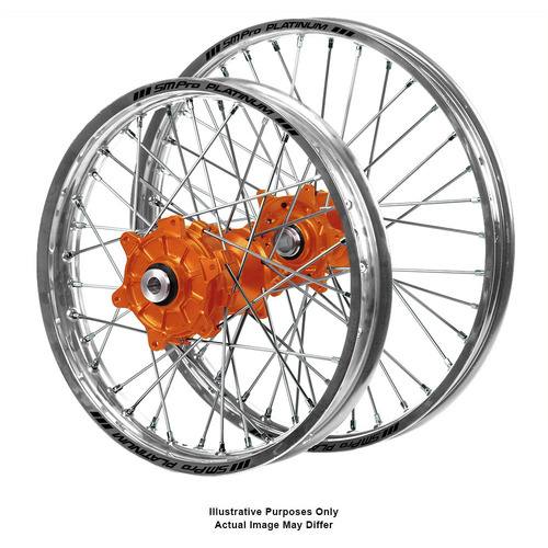 KTM 790-1090-1190-1290 Adventure Talon Orange Hubs / SM Pro Platinum Silver Rims Wheel Set