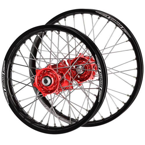 Honda CRF 450 RL 2021-2026 (21*1.60 / 18*2.15 OE) Talon Red Hubs / Talon Black Rims Wheel Set