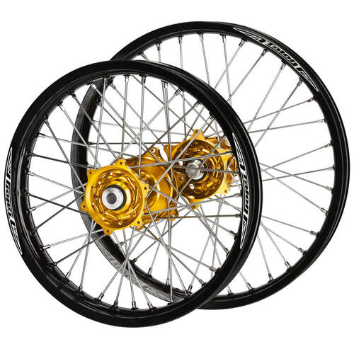 Fantic Talon Gold Hubs / Talon Black Rims Wheel Set XE 125 2021-2023 (21*1.6 / 18*2.15 OE)