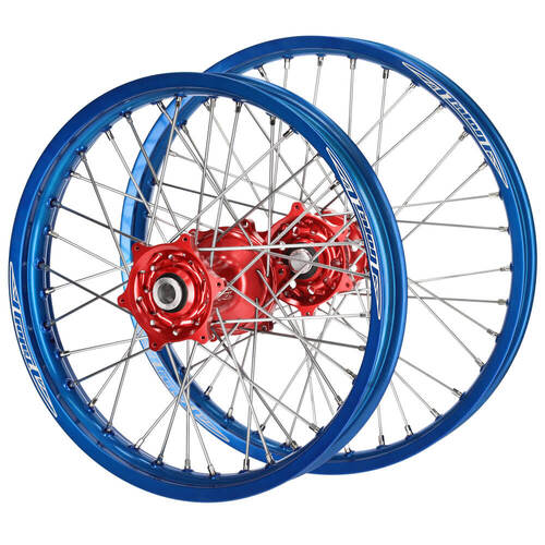 Beta RR 125 2018-2023 (21*1.60 / 19*2.15) Talon Red Hubs / Talon Blue Rims Wheel Set