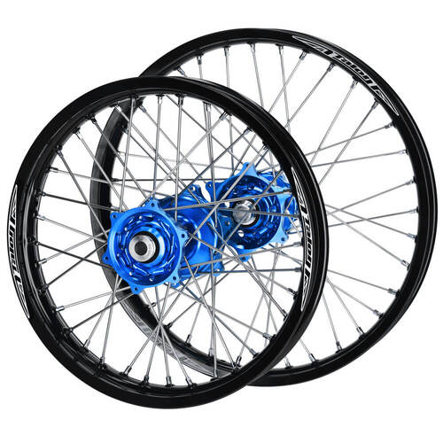 Gas Gas EC 250 2021-2023 (21*1.60 / 19*2.15) Talon Blue Hubs / Talon Black Rims Wheel Set